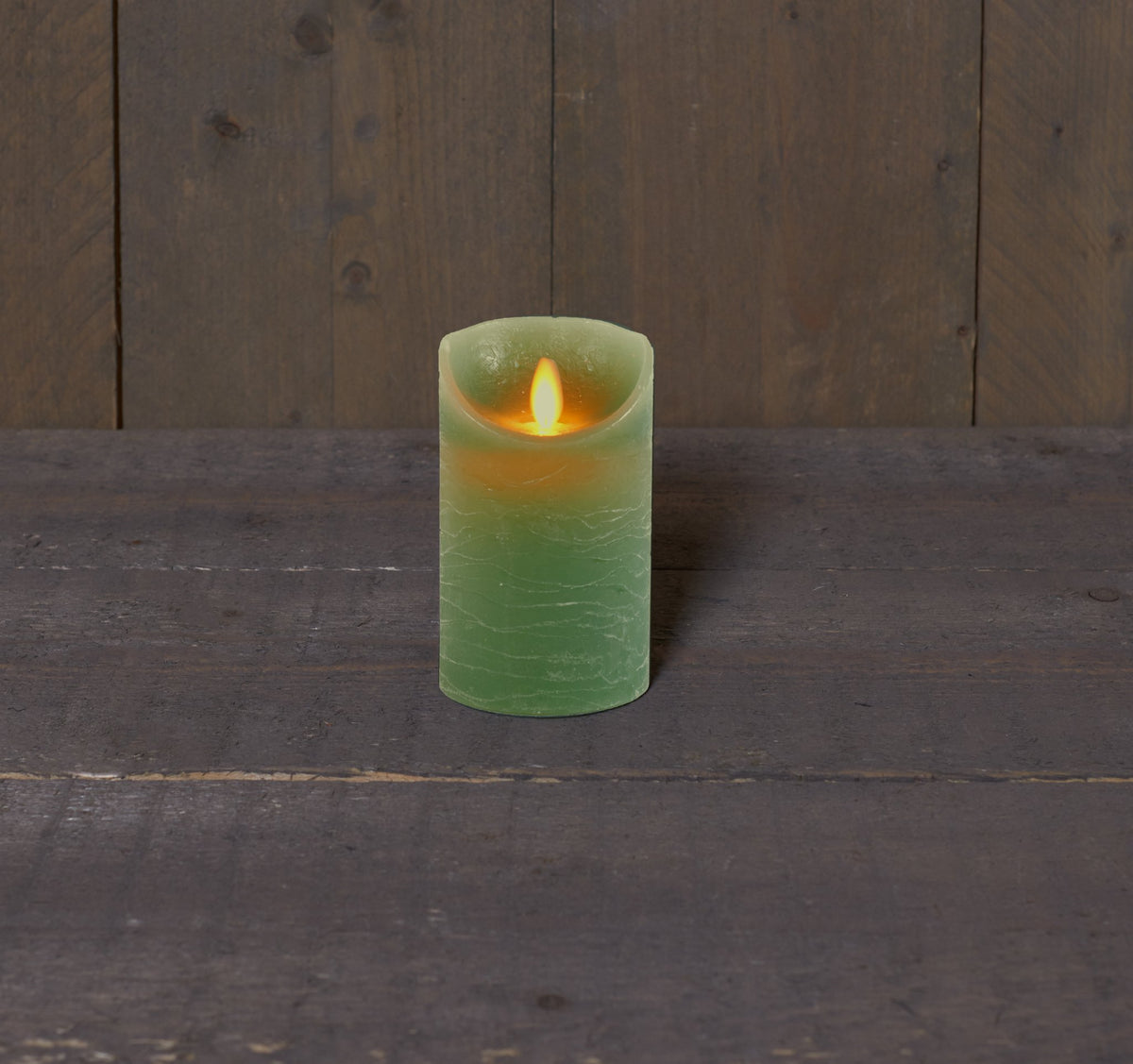 LED Wax stompkaars bewegende vlam 7,5x12,5cm groen