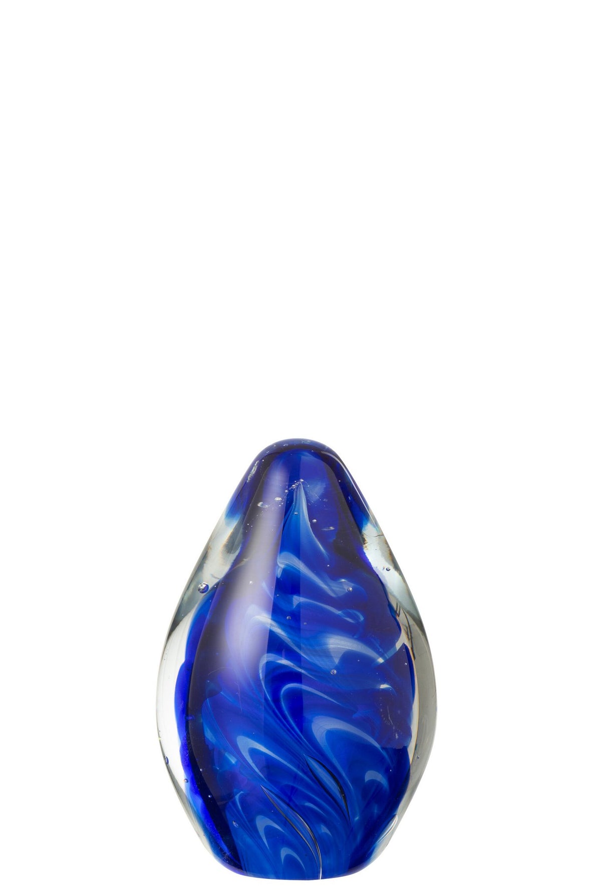 J-Line presse-papier Polypus Ovaal - glas - transparant/blauw - small