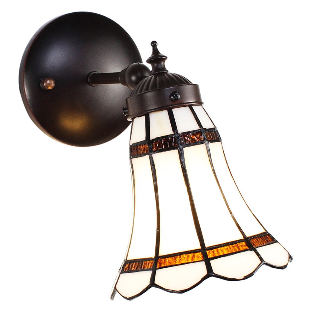 Wandlamp Tiffany 17x12x23 cm Wit Bruin Glas Muurlamp
