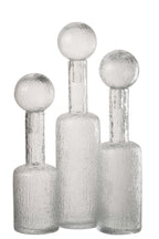 J-Line decoratie Fles Reliëf - glas - transparant - L