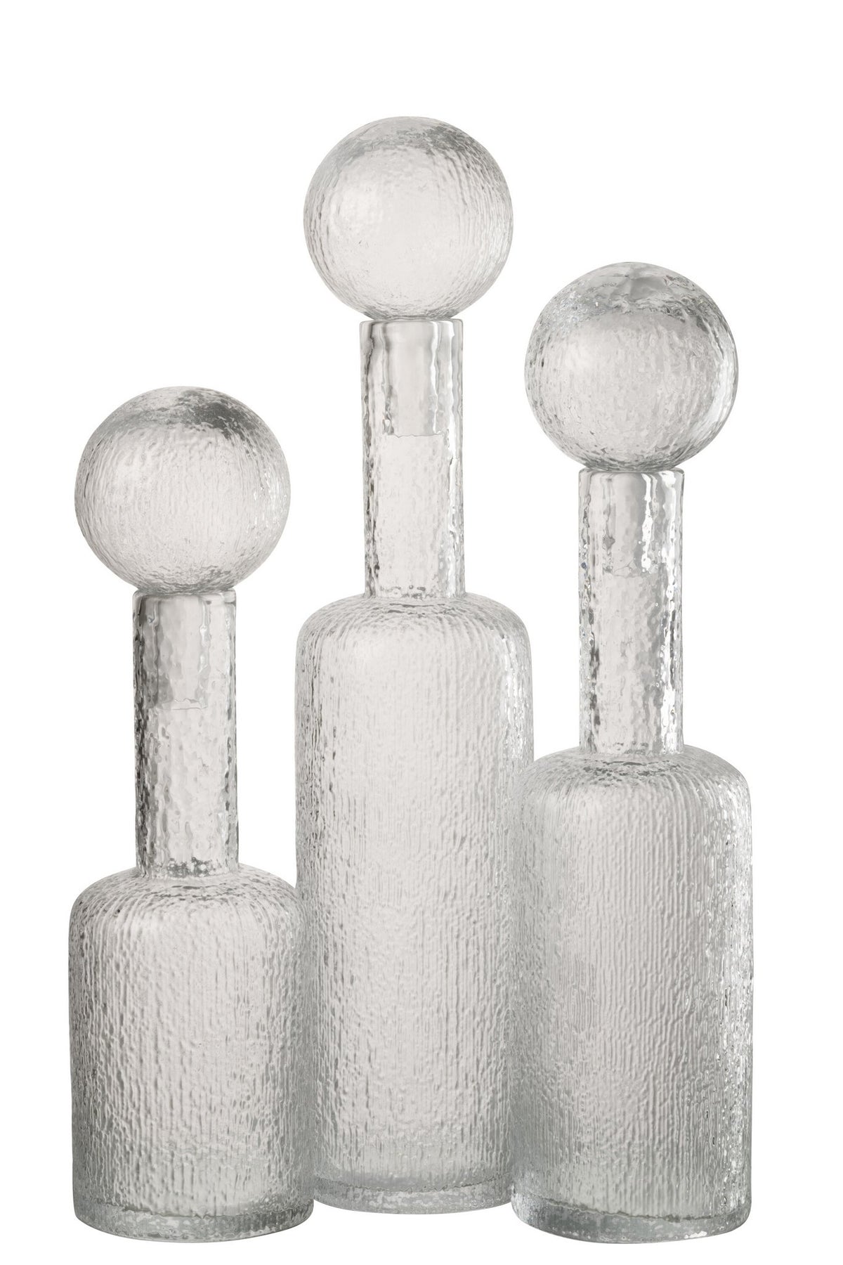 J-Line decoratie Fles Reliëf - glas - transparant - L