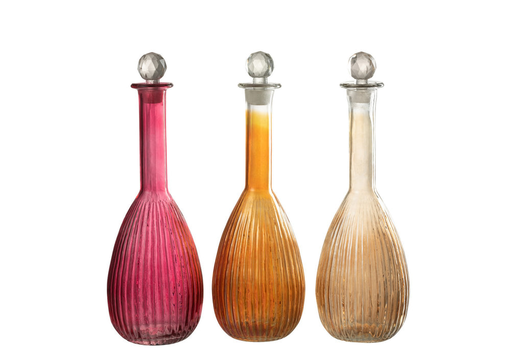 J-Line karaf Strepen - glas - rood