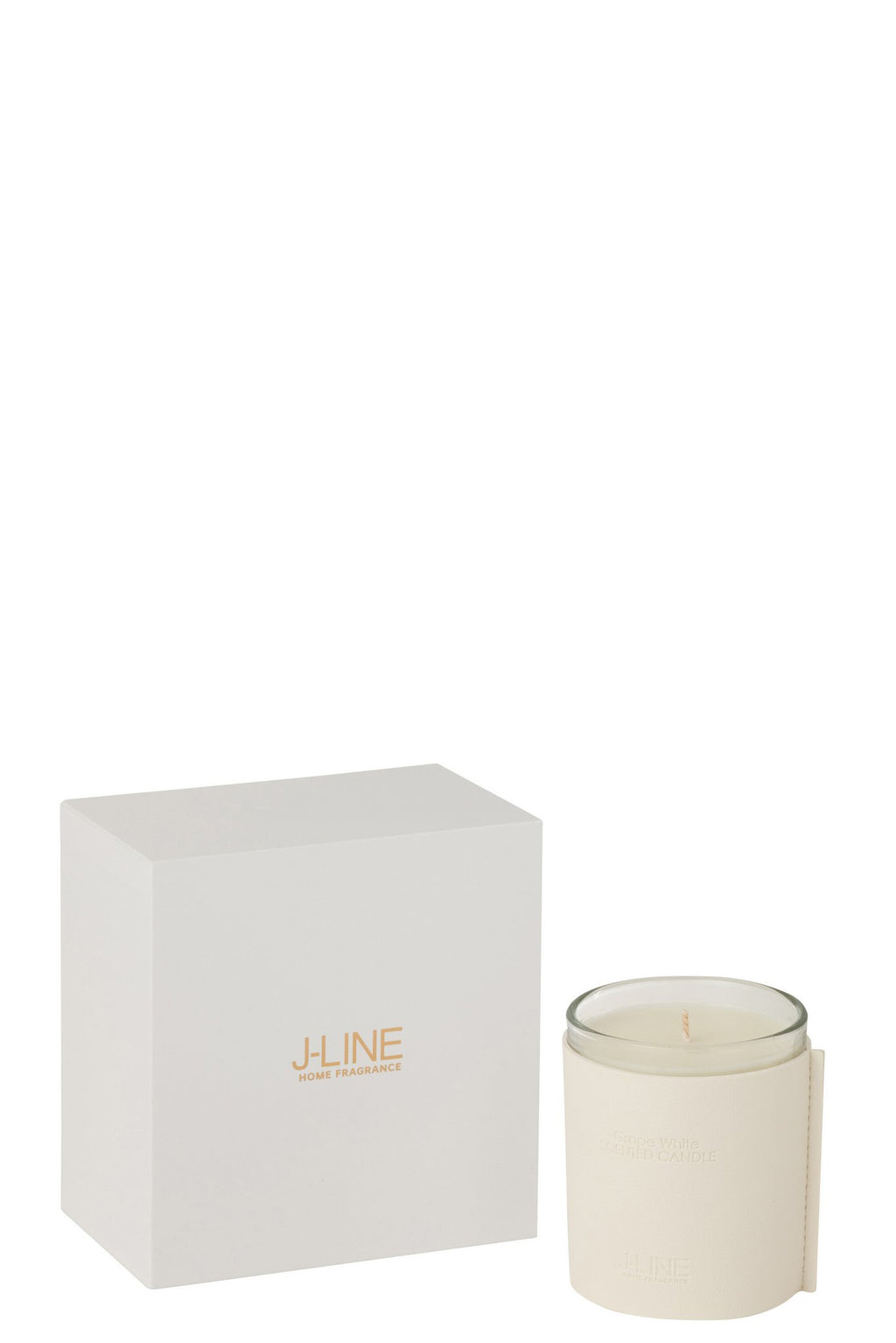 J-Line geurkaars Leder - Grape White - glas - wit - 40U