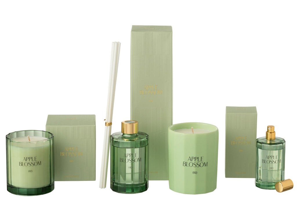J-Line geurstokjes Apple Blossom - glas - groen