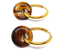 Roestvrijstalen creolen met tiger eye donut