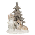 Beeld Dieren 11x9x15 cm LED Wit Grijs Kunststof Dieren Kerstdecoratie