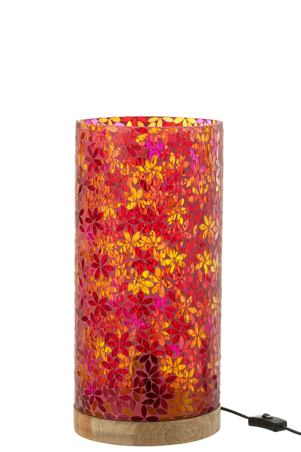 J-Line tafellamp Bloemen Mozaiek - glas - roze - large