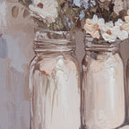 Schilderij 51x51 cm Beige Canvas Bloemen