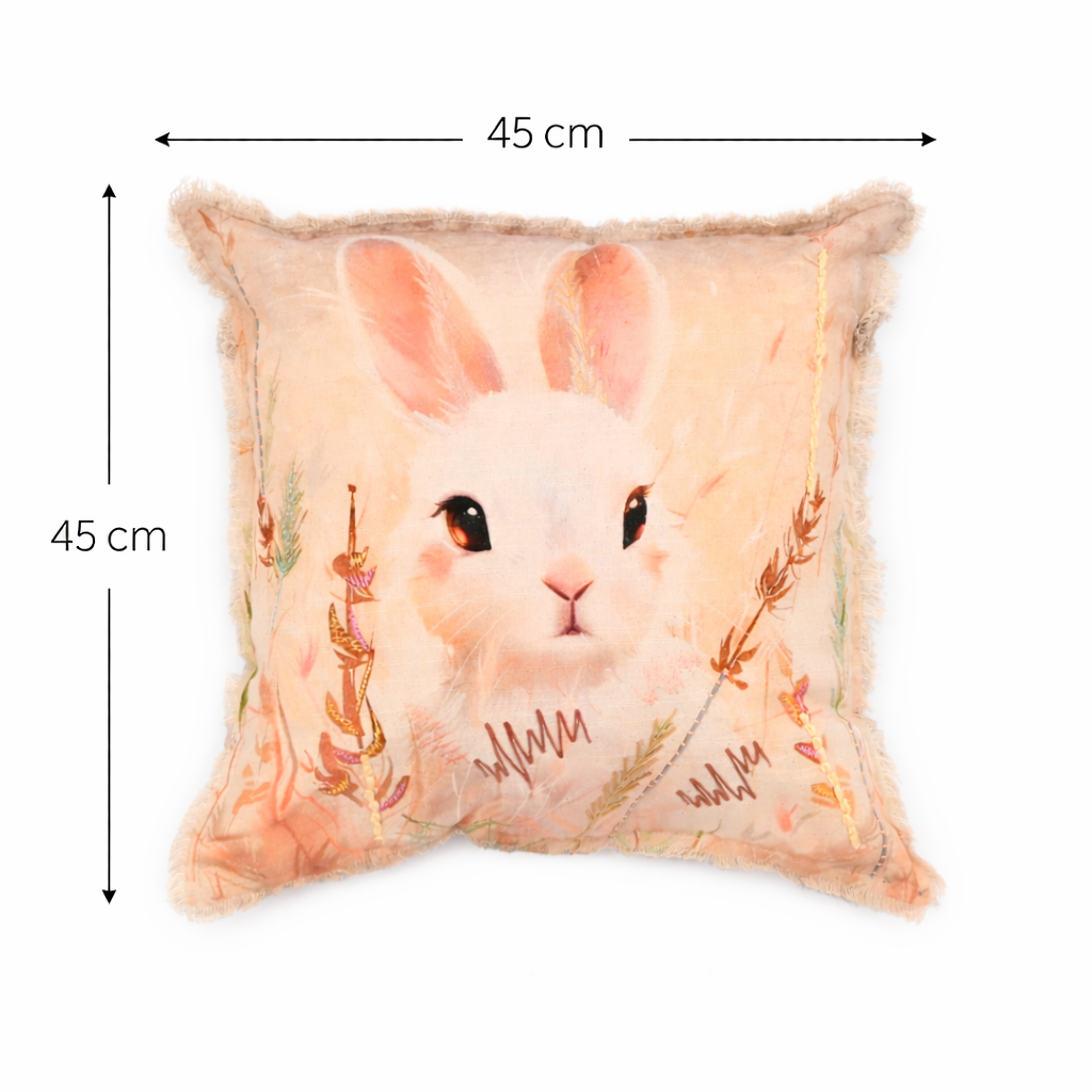 Geborduurd katoenen kussen - Alina Rabbit Design - 45 x 45 cm