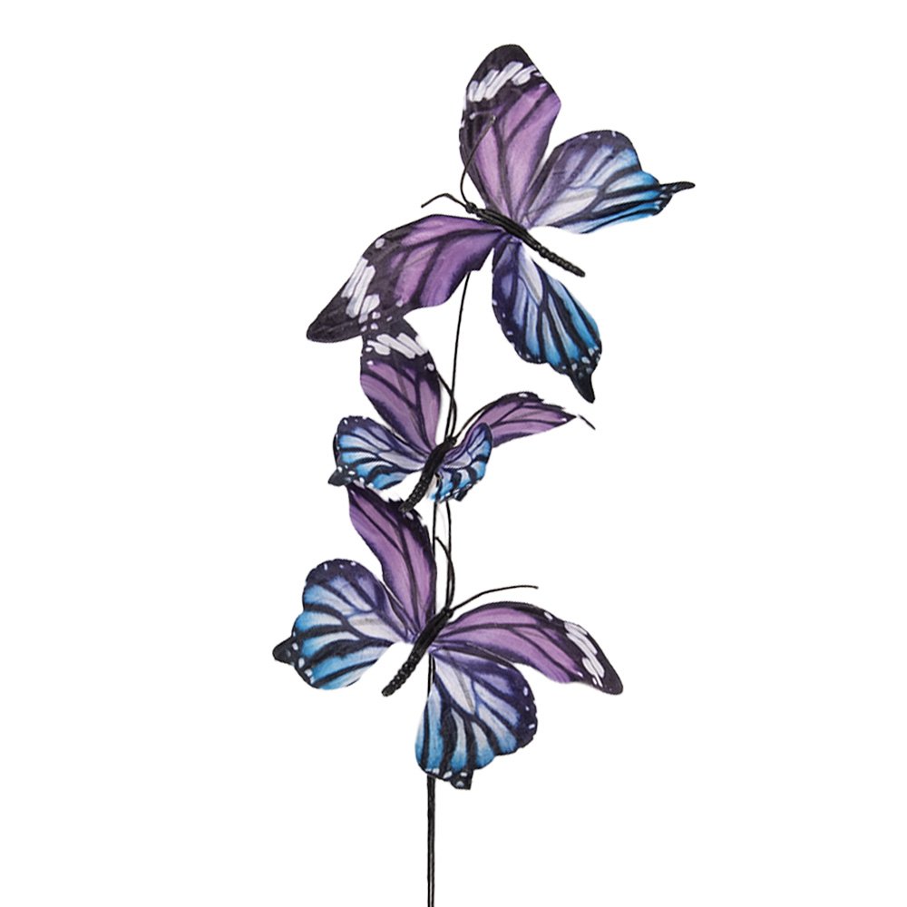 Decoratie Tak Vlinder 10x10x65 cm Paars Textiel