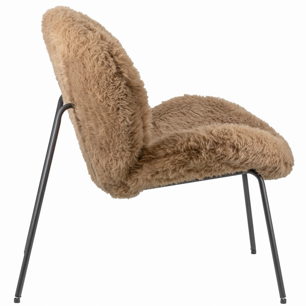 Fauteuil Lotta in stof pluche taupe**