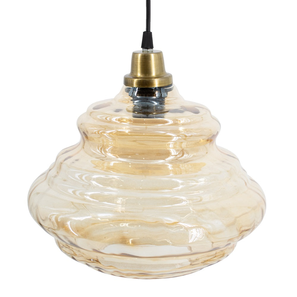 Hanglamp glas roest/goud