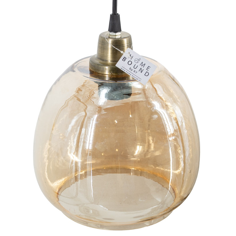 Hanglamp glas roest/goud