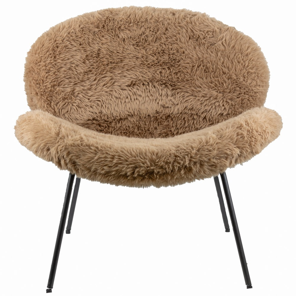 Fauteuil Lotta in stof pluche taupe**