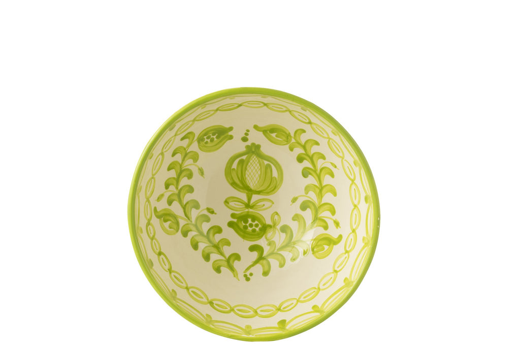 J-Line kom Granada High - keramiek - wit/groen - large - Ø 28 cm