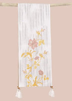 Geborduurde Katoenen Tafelloper Met Print - 180x36 cm