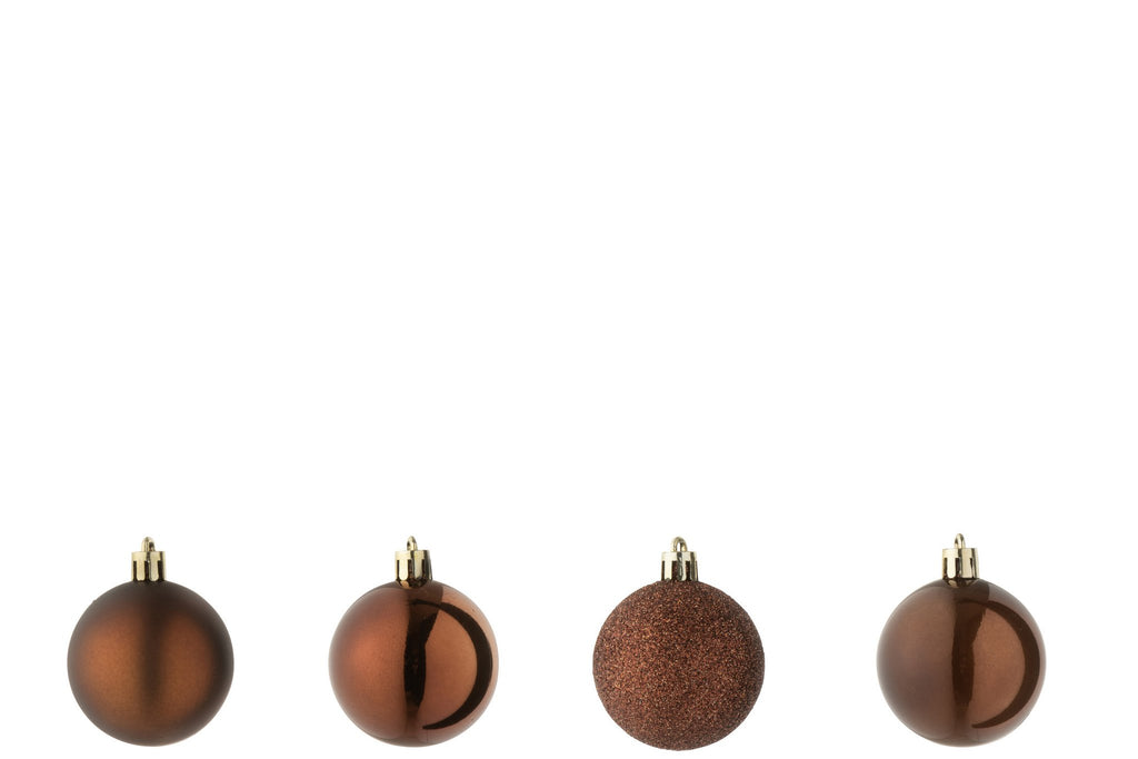 J-Line kerstbal Barok - kunststof - bruin - doos van 40