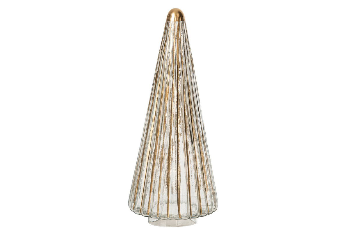 J-Line Kerstboom - glas - goud/transparant - large