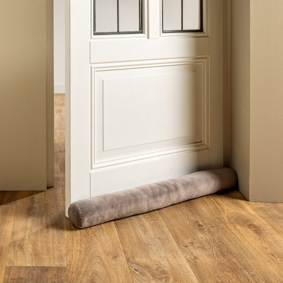 Textino Finn - Tochtstopper 90x10 cm - Fluweel - Drijfhout - Taupe