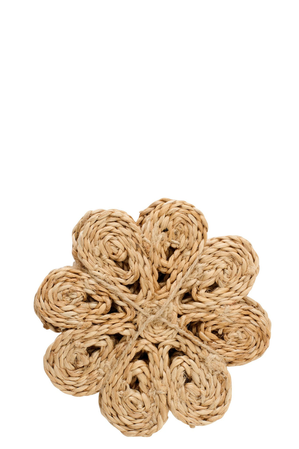 J-Line onderzetter Bloem - jute - naturel - set van 6
