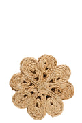 J-Line onderzetter Bloem - jute - naturel - set van 6