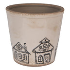 Bloempot Ø 21x20 cm Beige Keramiek Gingerbread house