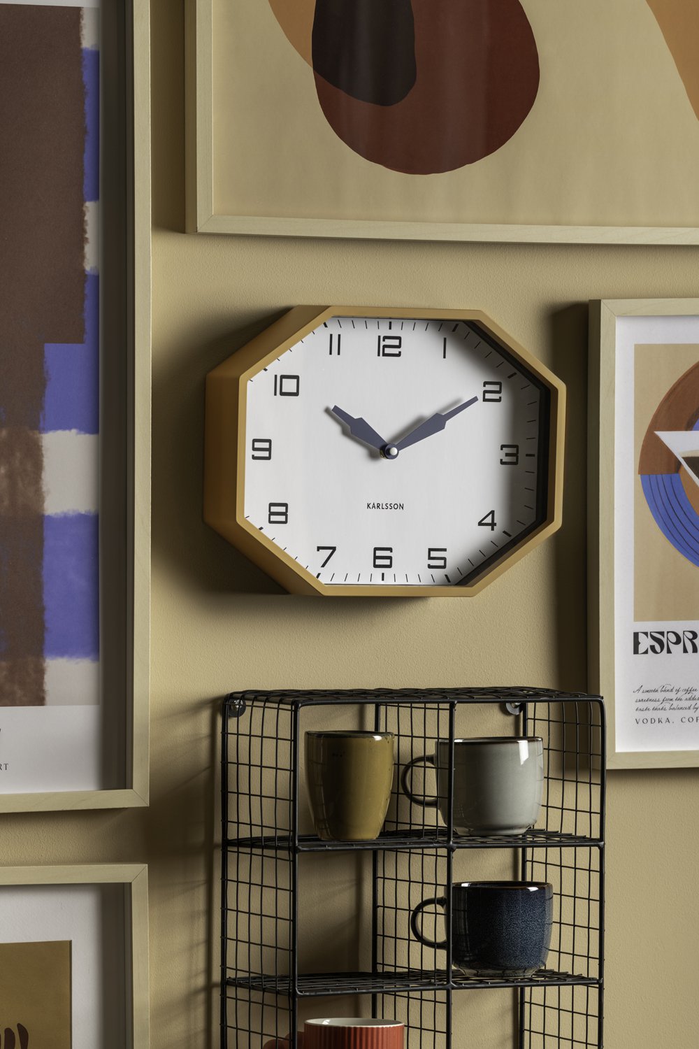 Wandklok moderne fabriek achthoek