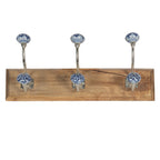 Wandkapstok 44x10x17 cm Bruin Blauw Hout