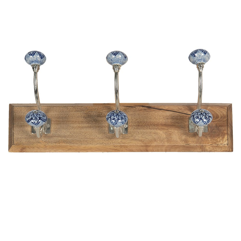Wandkapstok 44x10x17 cm Bruin Blauw Hout