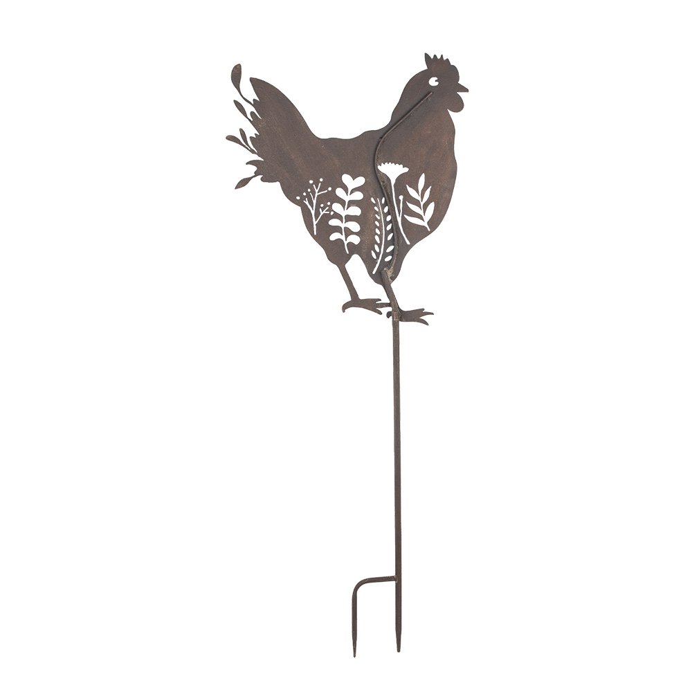 Tuinsteker Kip 47x2x124 cm Bruin Metaal Tuinprikker