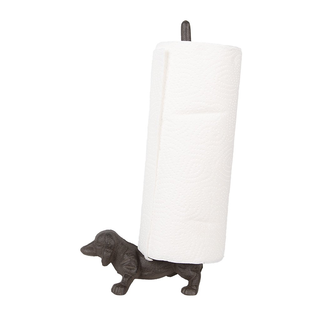 Keukenrolhouder Hond 14x8x30 cm Bruin Metaal