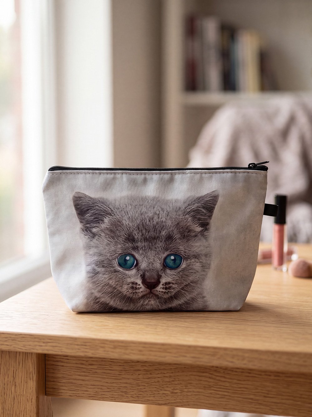 Toilettas Dames 22x13x18 cm Grijs Polyester Kat