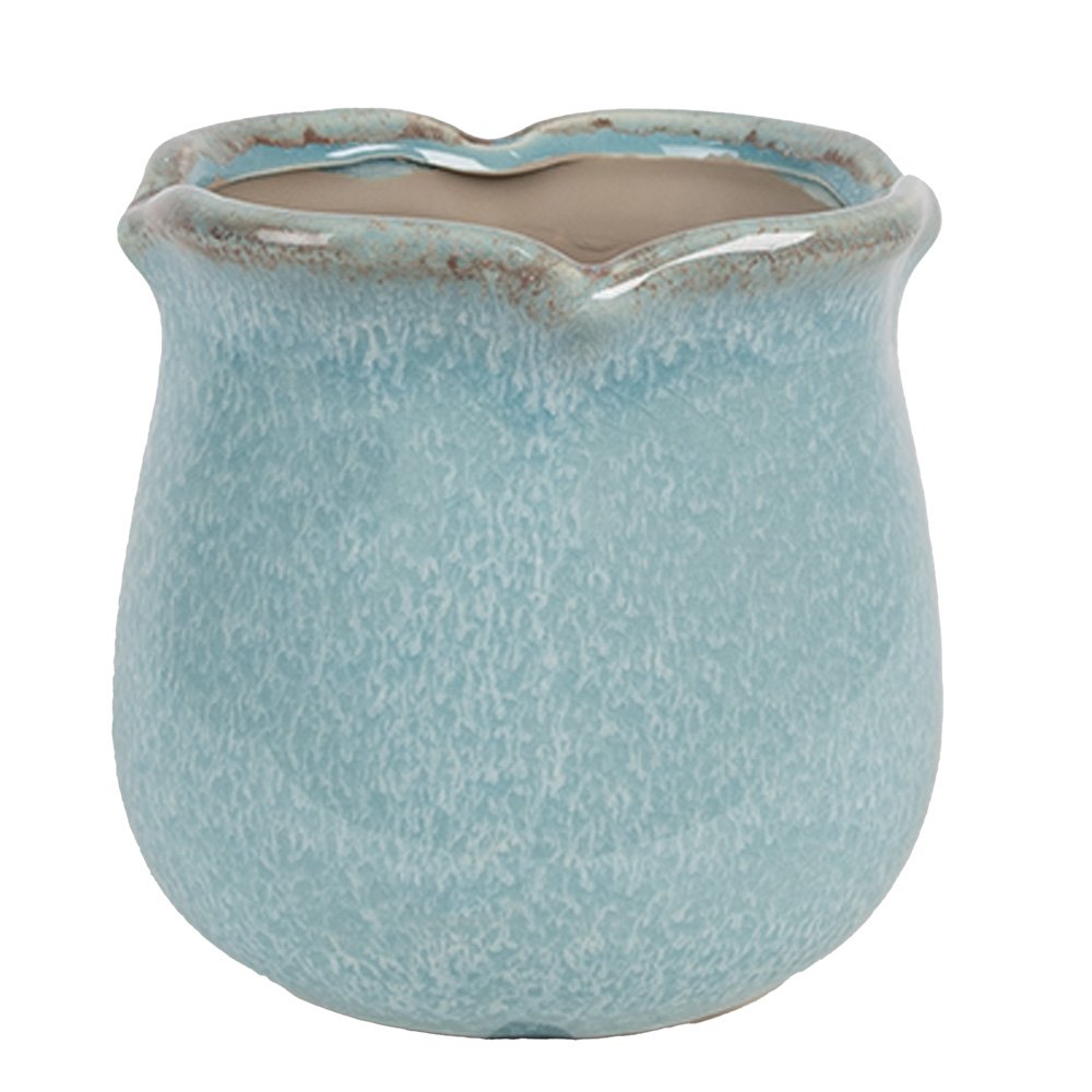 Bloempot Binnen Ø 12x12 cm Blauw Keramiek Plantenpot