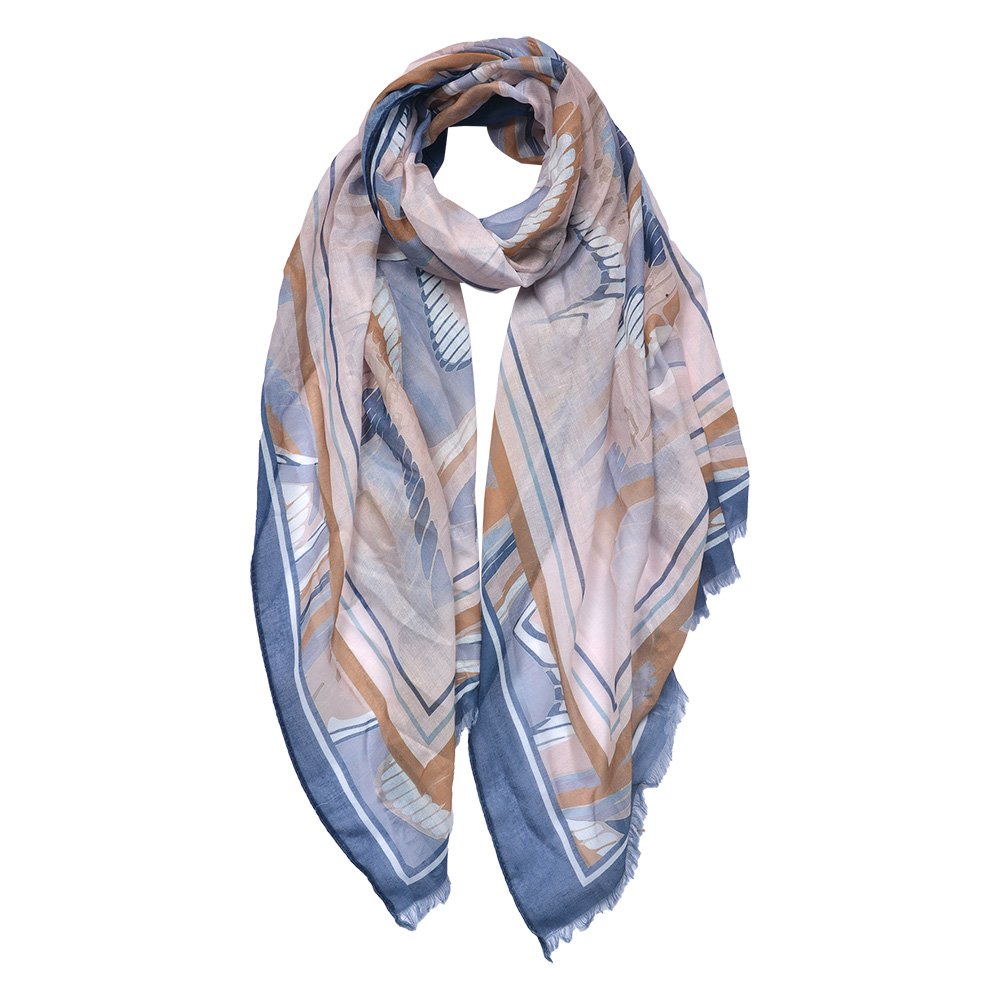 Sjaal Dames Print 70x180 cm Beige Blauw Synthetisch Shawl Dames