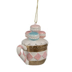 Kersthanger Macarons 6x4x7 cm Roze Polyresin Kerstboomversiering