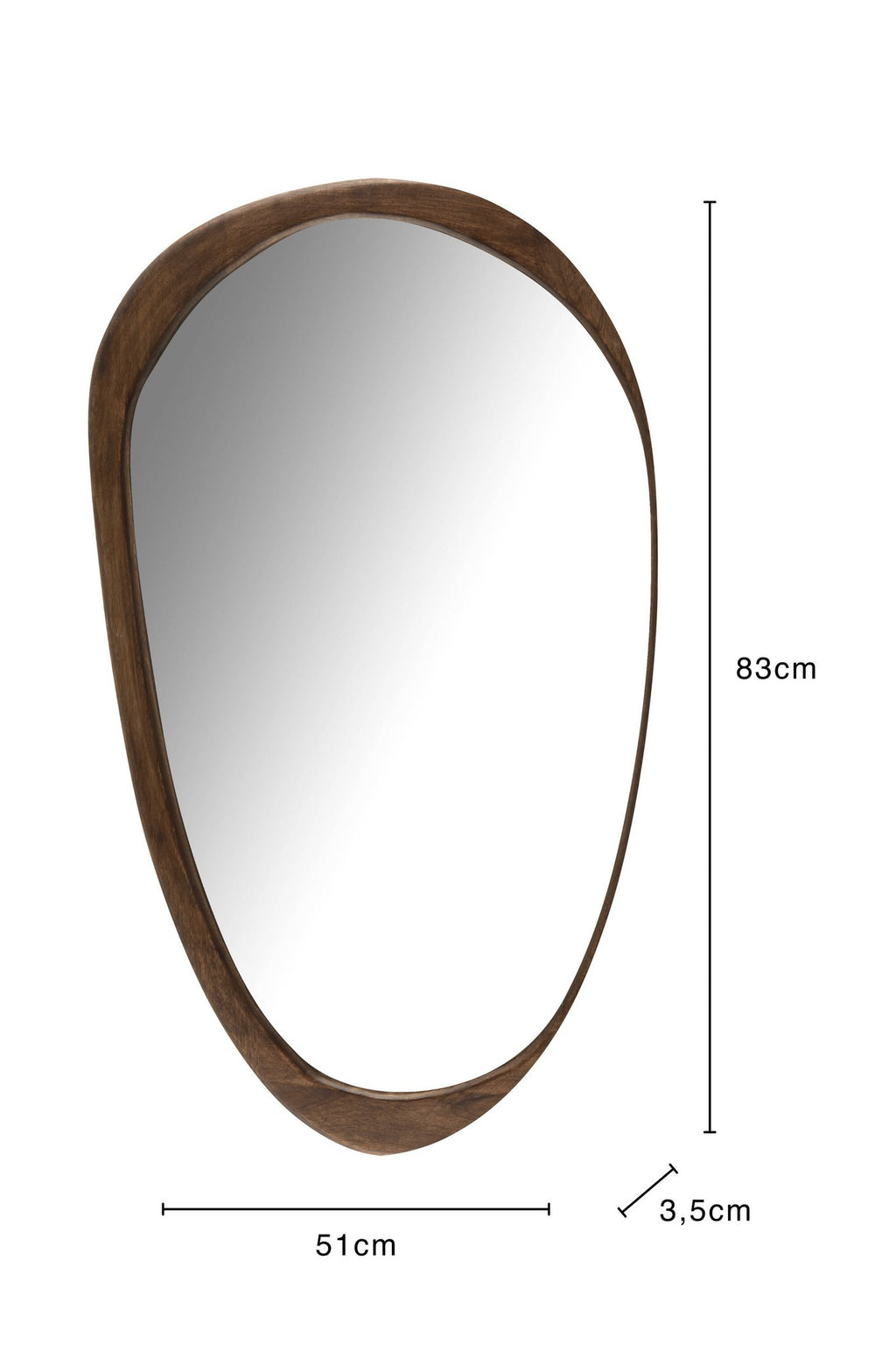 J-Line spiegel Onregelmatig - hout - donkerbruin - L - 51 x 83 cm