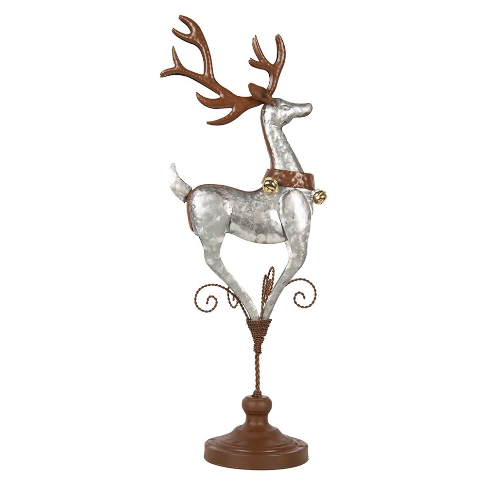Decoratie Beeld Hert 24x24x68 cm Grijs Metaal