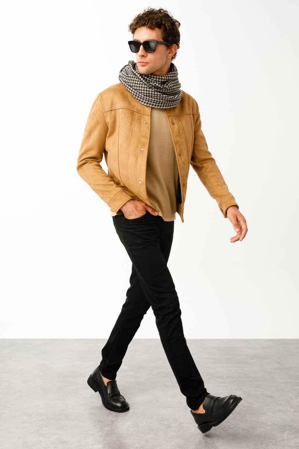 Mannen Gordion sjaal zwart-beige