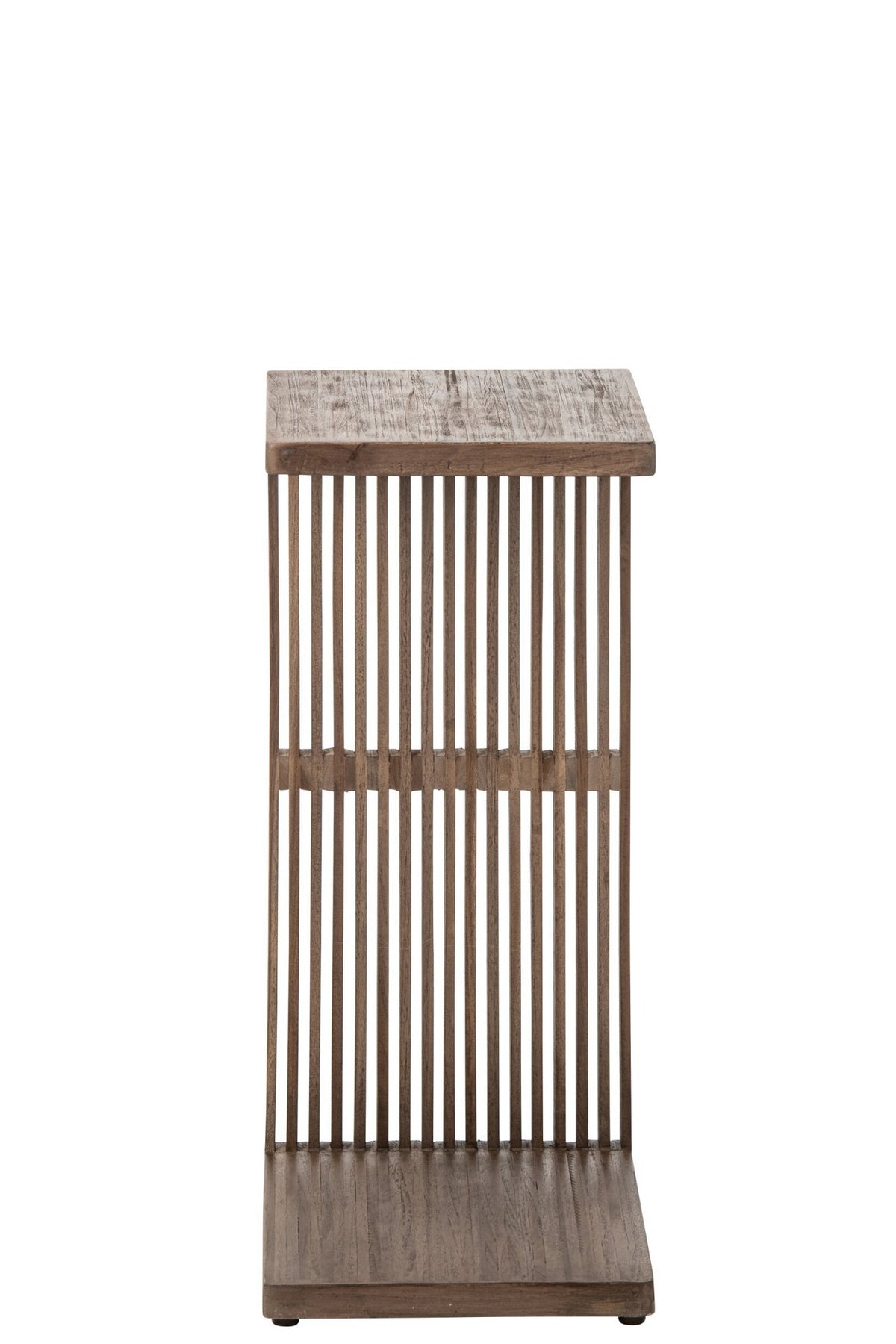 J-Line Bijzettafel met latten - gerecycled hout - donkerbruin