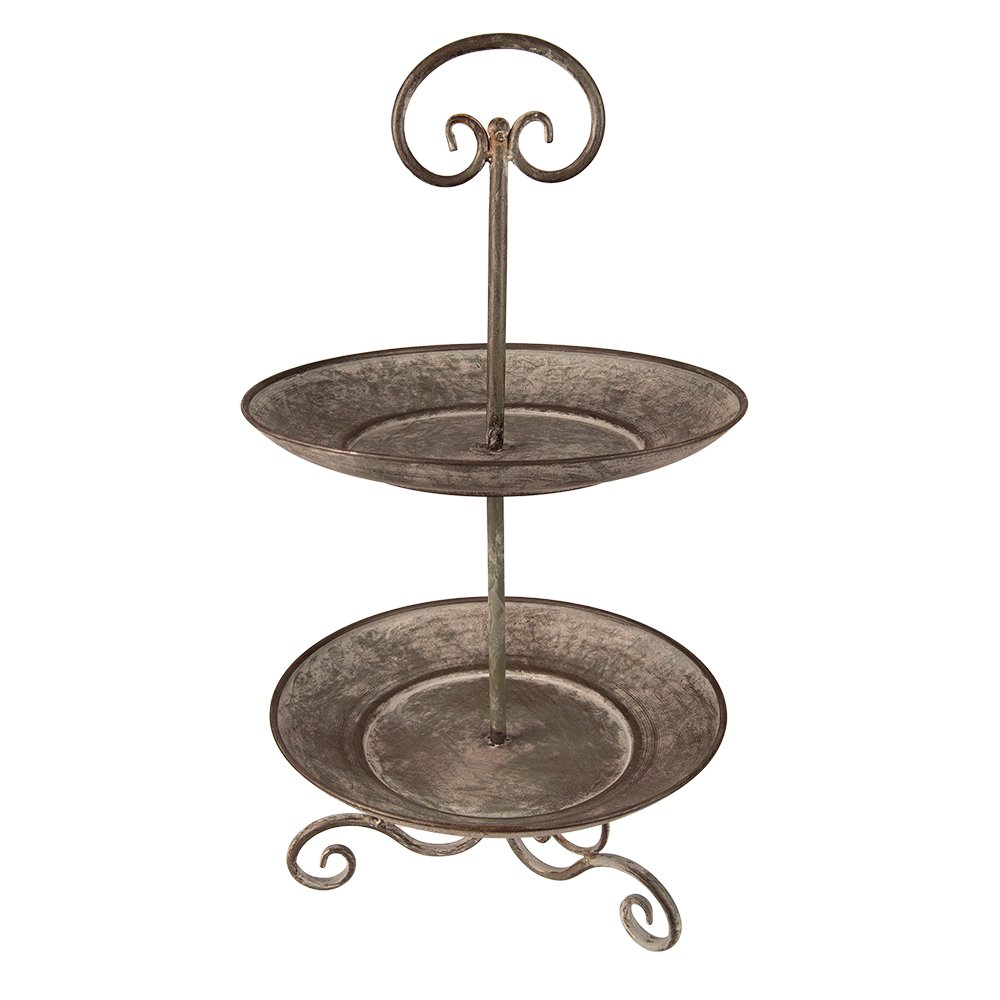 Etagère 2 Laags Ø 28x53 cm Grijs Groen ijzer Serveerschaal