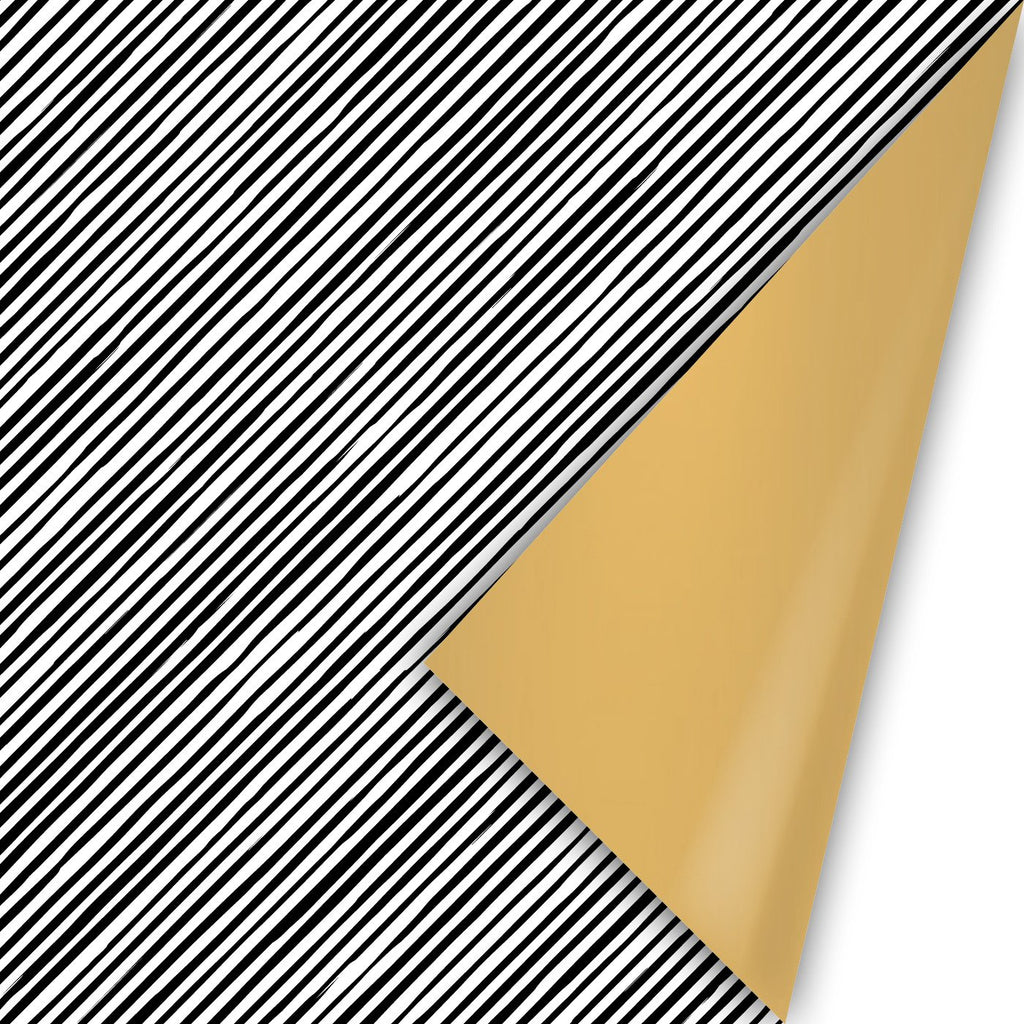 Manual Stripes - Rollen cadeaupapier - 10 stuks - zwart/wit/goud