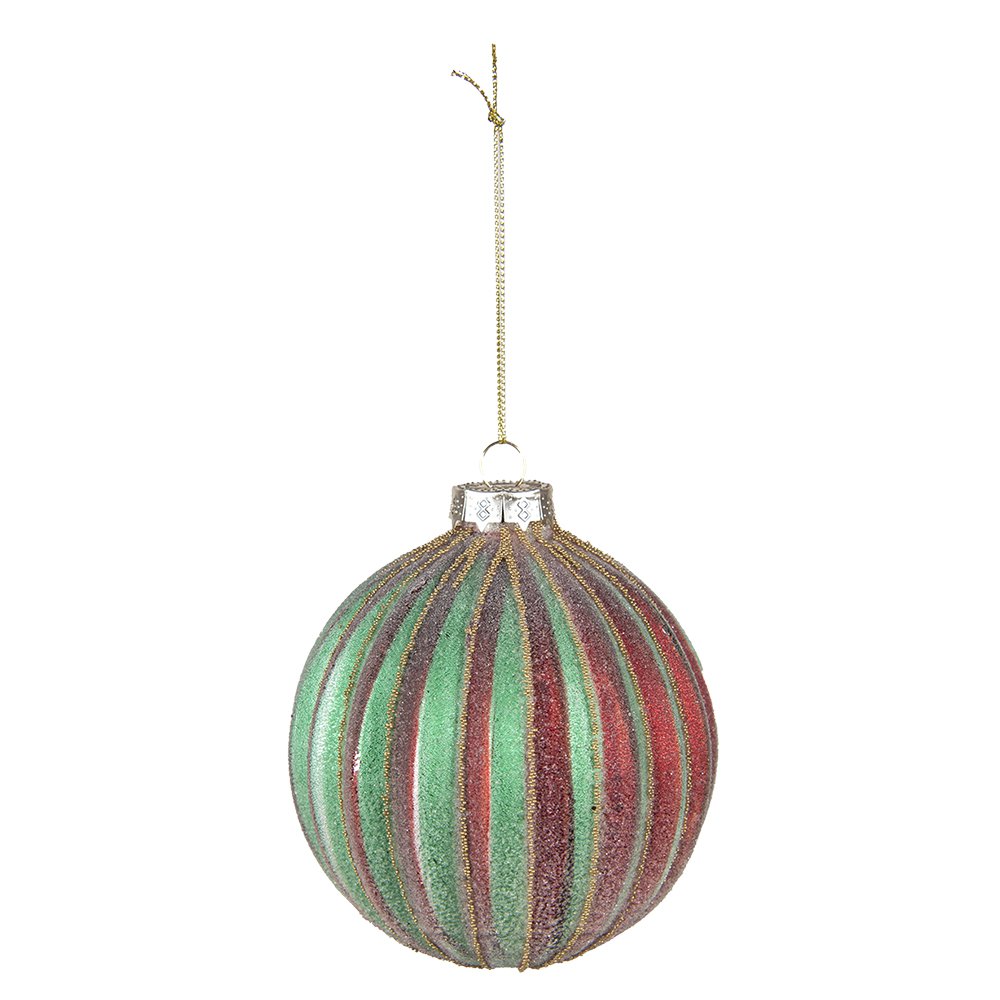 Kerstbal Set van 2 Ø 10 / Ø 8 cm Rood Groen Glas Kerstdecoratie
