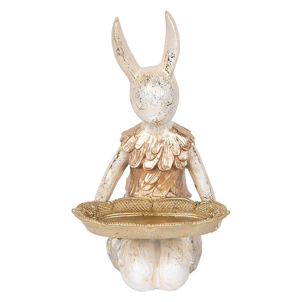 Decoratie Beeld Konijn 26 cm Beige Goudkleurig Kunststof
