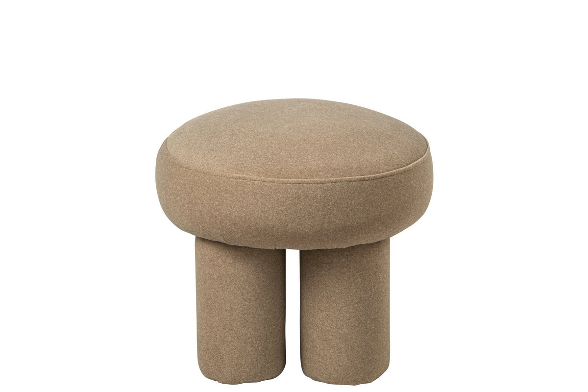J-Line Poef met poten - multiplex/stof - beige - small