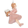Kersthanger Meisje 10 cm Roze Kunststof