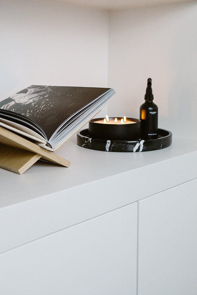Marmer dienblad rond met rand tray Ø30cm zwart