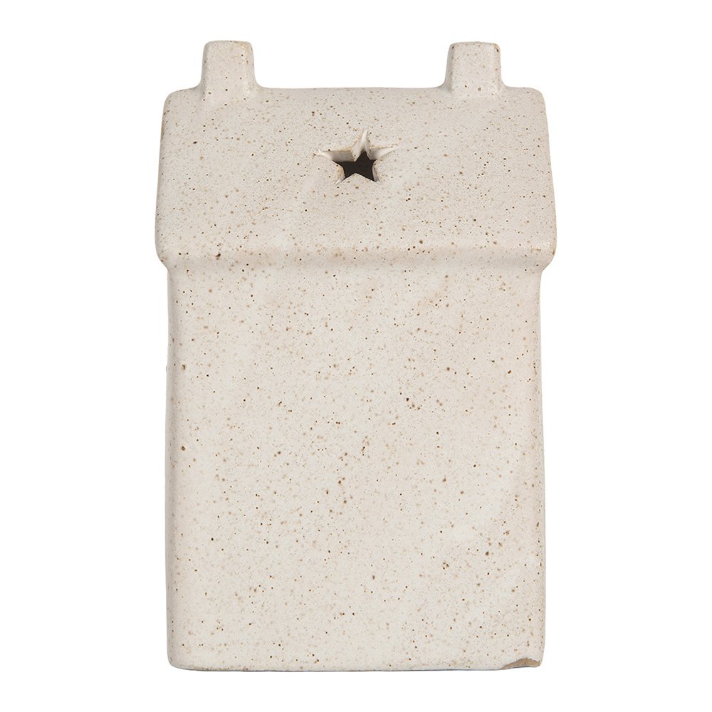 Decoratie Huis met LED 9x7x15 cm Beige Keramiek