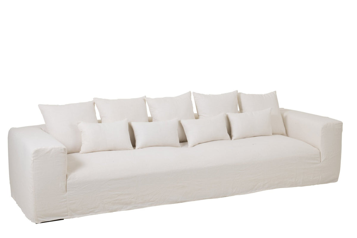 J-Line Hoes Voor Zetel+9 Kussens Monaco Linnen Xl Marshmallow Wit