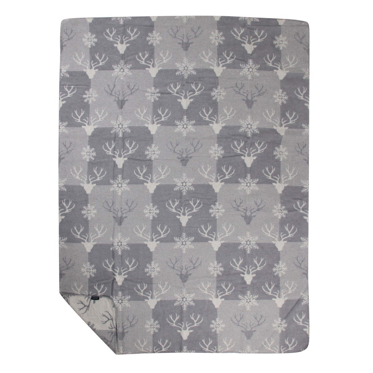 Plaid Wafel hertenpatroon blauw grijs 150x200cm