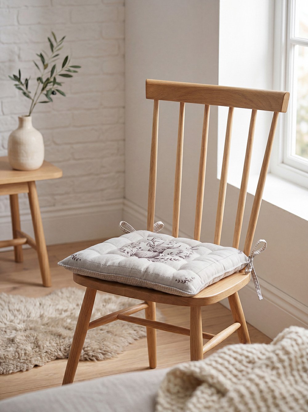 Stoelkussen Foam 40x40x4 cm Beige Katoen Hert